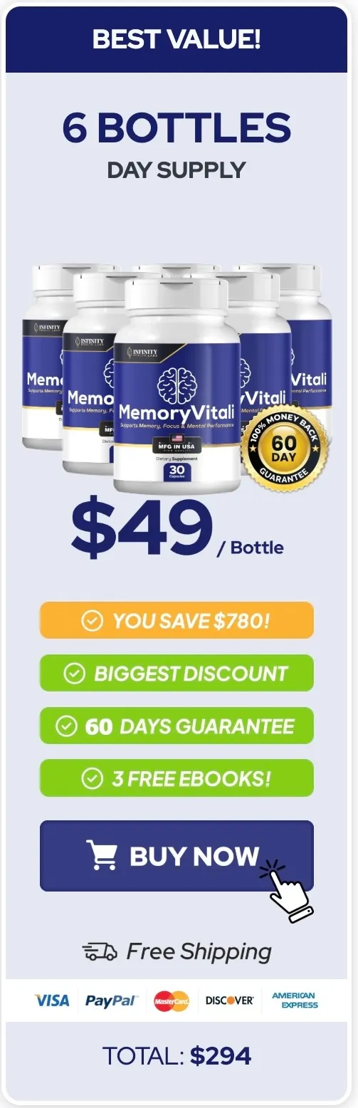 MemoryVitali 6 Bottles - 180 Day Supply